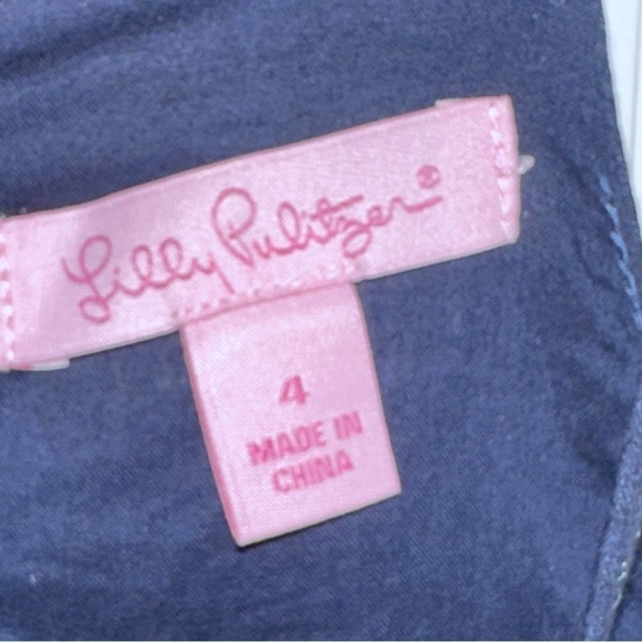 Lilly Pulitzer Annabelle True Navy/Metallic Gold Lace Stripe Shift Dress 4 - Picture 11 of 15